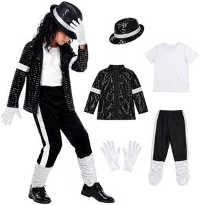 ASAOHAO Kids 5PCS Retro Singer Outfit Boys Girls Halloween Costume 5-6Y