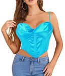 Bslingerie Women Rave Party Crop Top Tummy Control Bustier Corset Blouse, Sky Blue, S