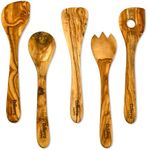 Olive Wood Cooking and Serving Utensils, Set of Five 12 inch utensils