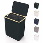 Lonbet - Black Laundry Hamper with Lid - Laundry Basket with Lid XXL 150 L - Hampers for Laundry Bags with Handles - Clothes Hamper for Bedrooms - Hamper with Lid and Bamboo for Bathroom Laundry Bin