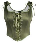 SCARLET DARKNESS Ladies Gothic Victorian Corsets for Women Overbust Bustier Crop Top Vintage Elegant Vest Renaissance Corset Tops Olive Green 12