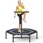 CLORIS 45in Trampoline Rebounder Max Load 450lbs Fitness Trampoline with Adjustable Foam Handle for Adult, Best Gift for Adult (Blue)