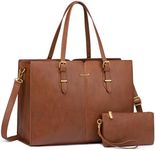 LOVEVOOK Laptop Bag for Women,Vintage Tote Bag for Work,Waterproof Handbags Shoulder Bag,Leather Office Computer Bag