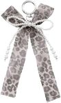 MakeMeChic Women's Leopard Print Ribbon Bow Knot Key Chain Metal Y2K Retro Bag Charms Accessories Coffee Brown Medium