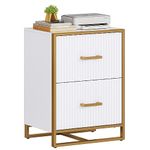 YITAHOME 2 Drawer File Cabinet, Lateral Filing Cabinet for Home Office, White and Gold