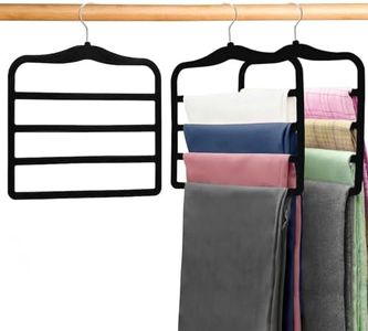 Closet Organizers and Storage,2 Pack Pants Hangers Space Saving,Velvet Hangers, Dorm Room Essentials for College Students Girls Boys Guys,Non Slip Organization and Storage Scarf Jeans Hangers