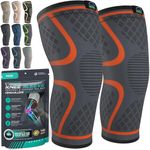 MODVEL 2 Pack Knee Braces for Men & Women Knee Compression Sleeves for Weightlifting - Knee Brace for Plus Size and Joint Pain