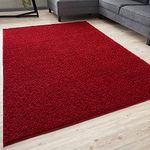 THE RUGS Living Room Rug - Shaggy Soft And Elegant Carpets For The Bedrooms And Kitchen, Easy To Clean, Many Different Sizes (160x230 cm, Red)