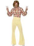 Smiffys 60s Groovy Guy Costume, Patterned with Shirt and High Waisted Flared Trousers, 1960's Groovy Fancy Dress, 1960s Dress Up Costumes