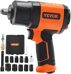 VEVOR 1/2-Inch Air Impact Wrench, High Torque Up to 1400 ft-lbs, Lightweight 4.6 lb Design Pneumatic Impact Gun with 11-PCS 1/2-Inch Drive CR-V Steel Impact Socket Set & Carrying Case