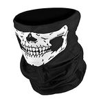 Juliyeh Biker Skeleton Skull Face Mask BMX - Airsoft - Ski Snood Neck Warmer (White), One Size