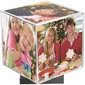 Neil Enterprises Inc. Spinning Photo Cube with Silver Base, holds 5 photos