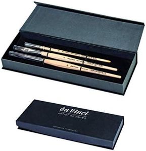 da Vinci Brushes 4251DV Watercolor Brush Set, Quill Size 0, Round Size 10, Flat Size 10, Black, 3 Each