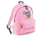 Hoolaroo Personalised Boho Heart Backpack for Girls Large 18L Kids Rucksack School Bag for Age 8 9 10 Teenager Customisable Children's Pack Name 42x31x21cm