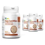 ALLBE Soy Lecithin Softgels, 500mg Lecithin with 4mg Beta-Carotene and 50IU Vitamin E Supplement, 4 Packs of 60 Antioxidant & Liver Function Support Capsules, Serving Size: 1 Softgel, 120 Days Supply