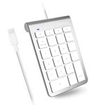 Macally Wired USB C Number Pad Keyboard - Type C Numeric Keypad for Laptop, Apple Mac iMac MacBook Pro/Air, iPad, Windows PC, or Desktop Computer - 10 Key USB Keypad Numpad with 5 Foot Cable