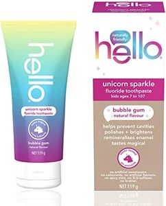 Hello Kids Unicorn Sparkle Fluoride Toothpaste, 119g, Children Ages 7-107, Bubble Gum Natural Flavour, Sls Free