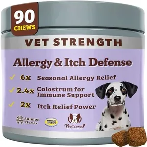 Natural Dog Company Aller Immune Chews 90 ct, Vet Strength High-Concentration Senior Dog Allergy Relief with 2.4X Colostrum, 2X Salmon Oil & 1.5X Probiotics, Supports Immune, Skin, Coat & Gut Health