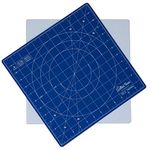 The Quilted Bear Rotating Cutting Mat 12" x 12" - Square Self Healing 360° Rotating Craft Cutting Mat with Innovative Locking Mechanism for Quilting & Sewing (Blue)