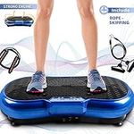 bigzzia Vibration Platform with Rope Skipping, Whole Body Workout Vibration Fitness Platform Massage Machine for Home Training and Shaping (Blue)