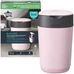 Tommee Tippee Twist and Click Nappy Bin, Includes 1x Refill Cassette with Multilayer, Antibacterial Film, 100 percent Recycled Chassis, Pink