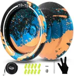 WATIEOBOO Yoyo Responsive Yoyo for Kids 8-12,Professional Unresponsive Yoyo for Adults Pro Metal Trick Yoyo with Yo Yo Bearing Kit 10 Strings, Case & Gloves (Black Blue Orange)