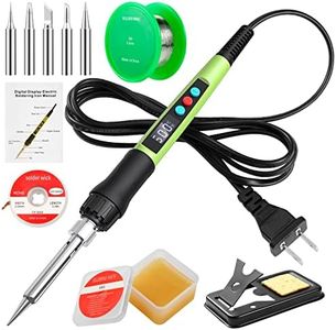 Soldering Iron Kit, 100W LED Digital Solder Iron Soldering Gun kit with Ceramic Heater, Adjustable Temperature Soldering Kit with Tips, Solder Wick Braid, Stand, Solder Wire, Sponge, Flux Paste