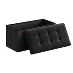 SONGMICS 30 Inches Folding Storage Ottoman Bench, Storage Chest, Foot Rest Stool, Ink Black ULSF047B01