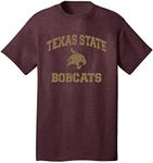 Texas State University Bobcats Retro Distressed Vintage Short Sleeve T-Shirt, Maroon Heather, XX-Large