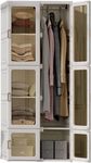 Dripex Portable Wardrobe Closet Storage Organizer Transparent Door Panels,Suitable for Living Room, Bedroom,Plastic Wardrobe with Magnetic Door and Easy Assembly