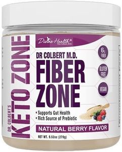 Divine Health Dr Colbert MD Fiber Zone Powder | Berry Flavor Prebiotics, Isoluble & Soluble Fiber | Psyllium Husk & Inulin | 6g Fiber | Recommended in Healthy Gut Zone Book | 9.52 oz