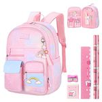 Aedcbaide Kids Backpacks for Girls with Stationery Set, 35L Refrigerator Door Girls Backpack School Bag for Girls 8-15 Years Old