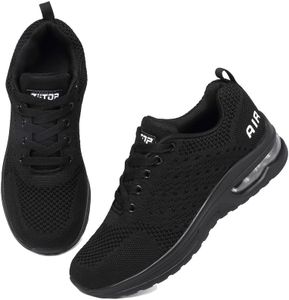 Women’s Running Shoes – Breathable Mesh Air Cushion Trainers, Black