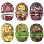 qiqee Christmas Mini Cupcake Liners Cupcake Cups 300-Count Food Grade 6 Original Design Christmas Gingerbread Man Cupcake Papers Baking Cups Cupcake Wrappers(Small Size)