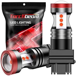 Torchbeam 3157 3156 LED Bulbs Red for Strobe Brake Lights Tail Lights, Super Brilliant 3056 3057 3047 4057 4157 LED Bulbs for Stop Lights, Parking Lights, Red LED Car Bulbs, Canbus-Free