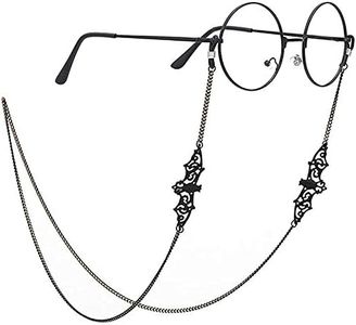 HAISENGO Black Bat Glasses Chain for Women Men Kawaii Eyeglasses Chain Holder Strap Cord for Sunglasses Eyewear (black bat), Black Bat, 70cm