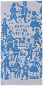 Blue Q Party's in The Kitchen Woven Jacquard Dish Towel - Funny Kitchen Towels, 100% Cotton, Durable, Soft & Super Absorbent, Machine Washable & Fade-Resistant, Functional Gift Ideas, Size 28" x 21"