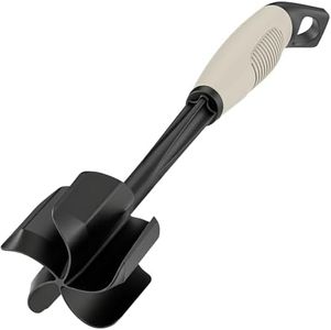 Ourokhome Upgrade Meat Chopper and Potato Masher, Heat Resistant Ground Meat Smasher for Hamburger, 5 Curved Blades Ground Beef Smasher, Nylon Non Stick Mixer, Stirrer and Kitchen Gadgets, Almond