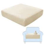 SHUOJIA Sofa Seat Cushion Covers, Stretch Velvet Sofa Cover, Non-Slip Couch Cushion Covers Replacement for Individual Cushion,with Elastic Fabric,Machine Washable (Cream Color,1-Seater)