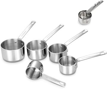 KEAWELL Premium 5-Piece 18/10 Stainless Steel Measuring Cups Set – Durable, Stackable, Dishwasher Safe – Nesting Design for Baking & Cooking (Silver, 5PC Measuring Cups)