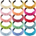 SIQUK 15 Pieces Top Knot Headbands for Women Fashion Headbands Knotted Headband Cross Kont Headband Hair Accessories for Women and Girls, Candy Color