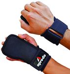 Aprodo Power Weight Lifting Bar Straps with Wrist Support Wraps, Gym Workout, Bodybuilding, Powerlifting, Strength Training for Men & Women (Black Neoprene PAD)