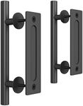 SMARTSTANDARD 12" Barn Door Handles 2PCS,Sliding Barn Door Pull Handle Black Heavy Duty Large Rustic Two-Side Design for Gates Garages Sheds Furniture Solid Steel Material Round