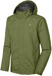 Little Donkey Andy Men's Waterproof Rain Jacket Outdoor Lightweight Rain Shell Coat for Hiking,Golf,Travel Olive Size XL