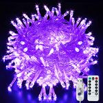 Christmas Lights Indoor/Outdoor 13m 120LED, Plug-in Fairy String Lights Waterproof with 8 Modes for Holiday Christmas Tree Wedding Yard Halloween Decorations(Purple)