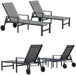 PURPLE LEAF Outdoor Chaise Lounge 4 Pieces Aluminum Recliner Chair with Wheels and Armrests Loungers for Pool Backyard Deck Mixed Grey Patio Lounge Chair