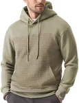 JMIERR Hoodie Men Casual Cotton Hooded Collar Pullover Sweaters Fashion Fall 2024 Long Sleeve Drawstring Fleece Waffle Hooded Sweatshirt with Pockets, XL, Green