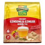 Tropical Sun Instant Ginseng and Ginger Herbal Tea. Sweet, Spicy & Refreshing! - 24 Sachets (Pack of 1)