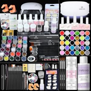 SAVILAND Essentials Acrylic Nail Kit for Beginners with Everything: Professional Nail Kit Acrylic Set with Acrylic Powder Liquid Nail Brush Gel Nail Polish Gel X Lamp Home Nail Salons Kit Manicure DIY