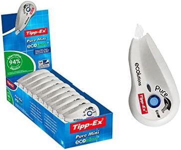 Tipp-Ex Pure Mini ECOlutions Rubans Correcteurs, Papeterie Indispensable, Couleur Blanc, 6 m x 5 mm, Boîte de 10